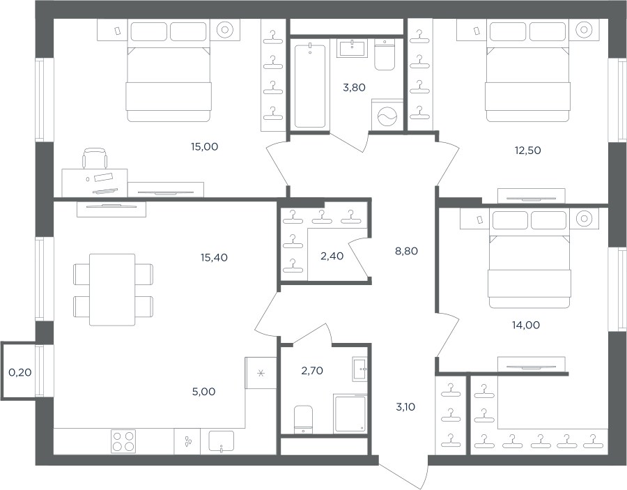 Планировка 82.7 м²