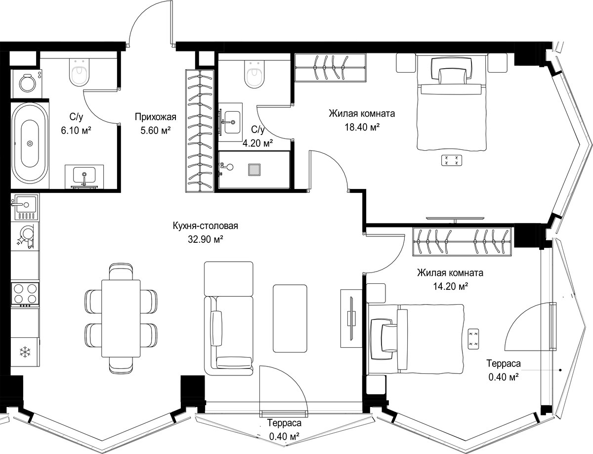 Планировка 82.2 м²