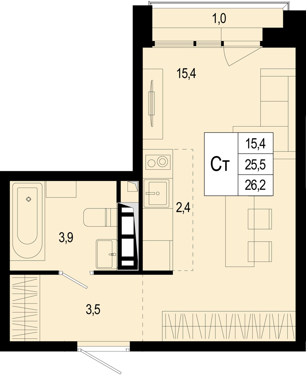 Планировка 25.7 м²