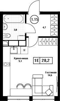 Планировка 28.2 м²
