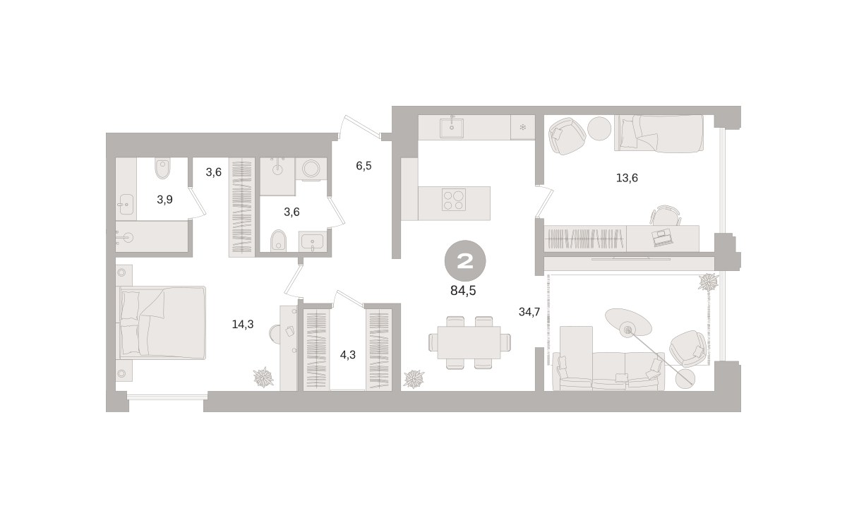 Планировка 84.5 м²