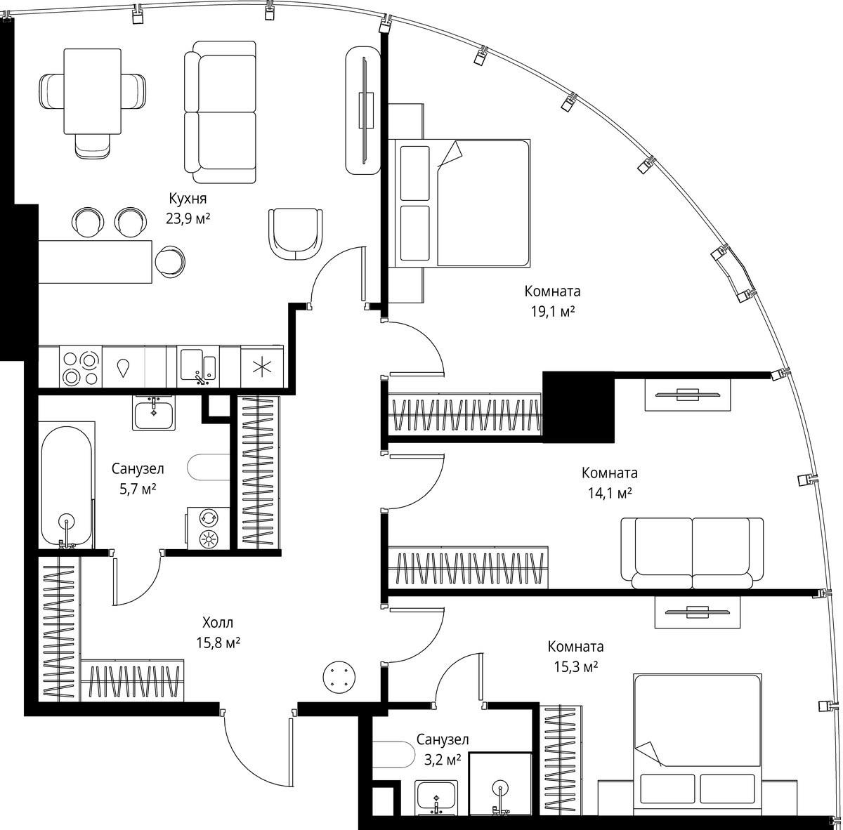 Планировка 97.1 м²