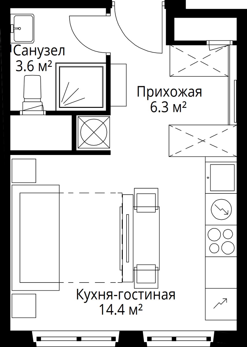 Планировка 24.3 м²