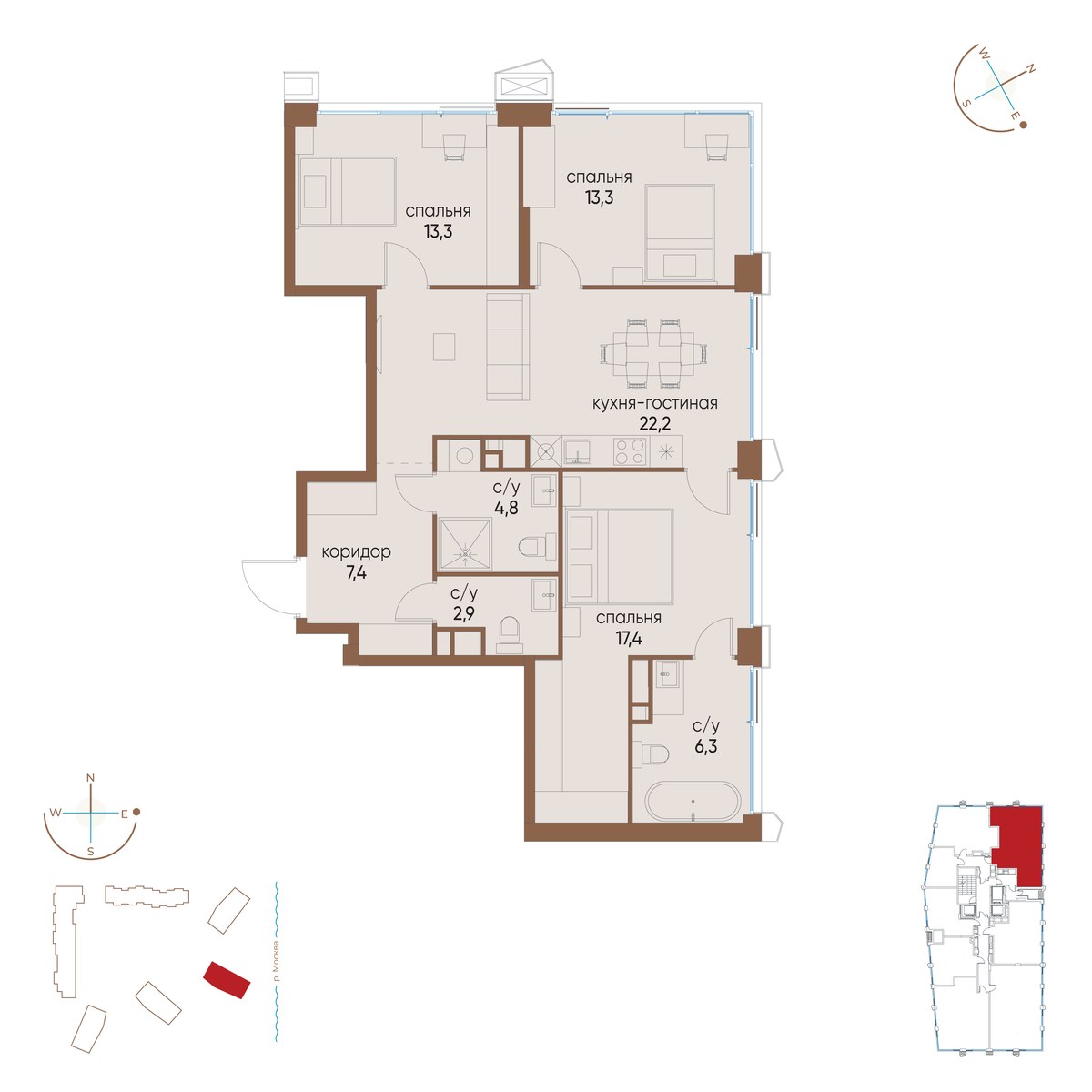 Планировка 87.6 м²