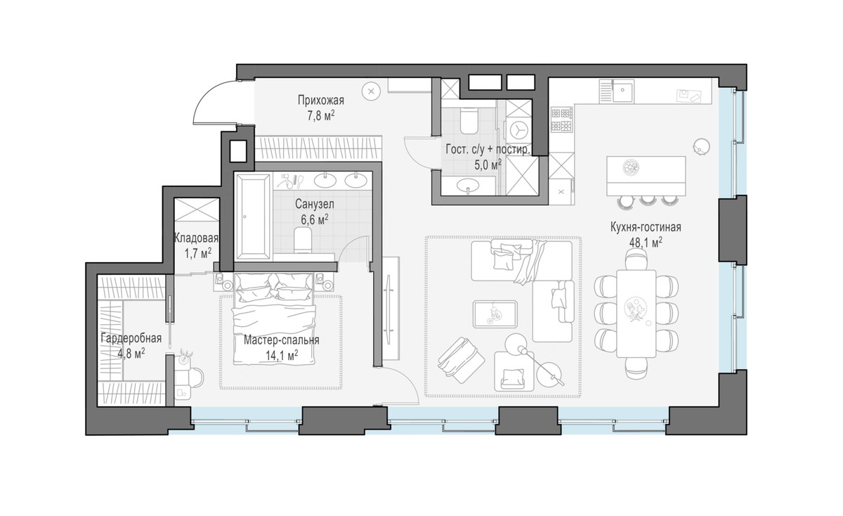 Планировка 91.5 м²