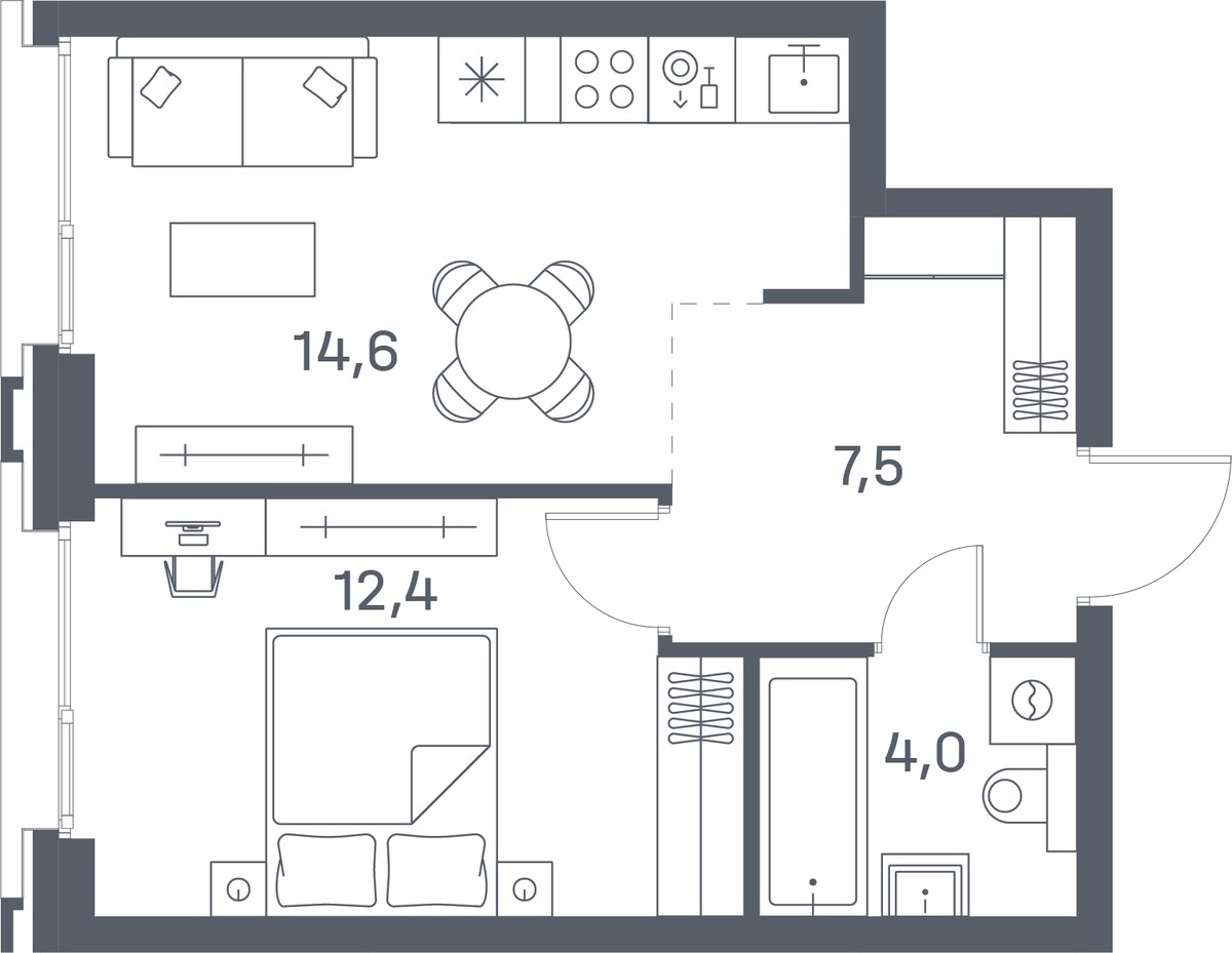 Планировка 38.5 м²