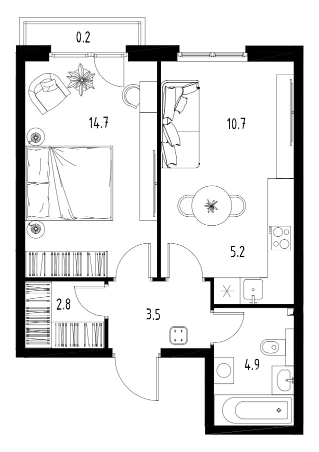 Планировка 42.1 м²