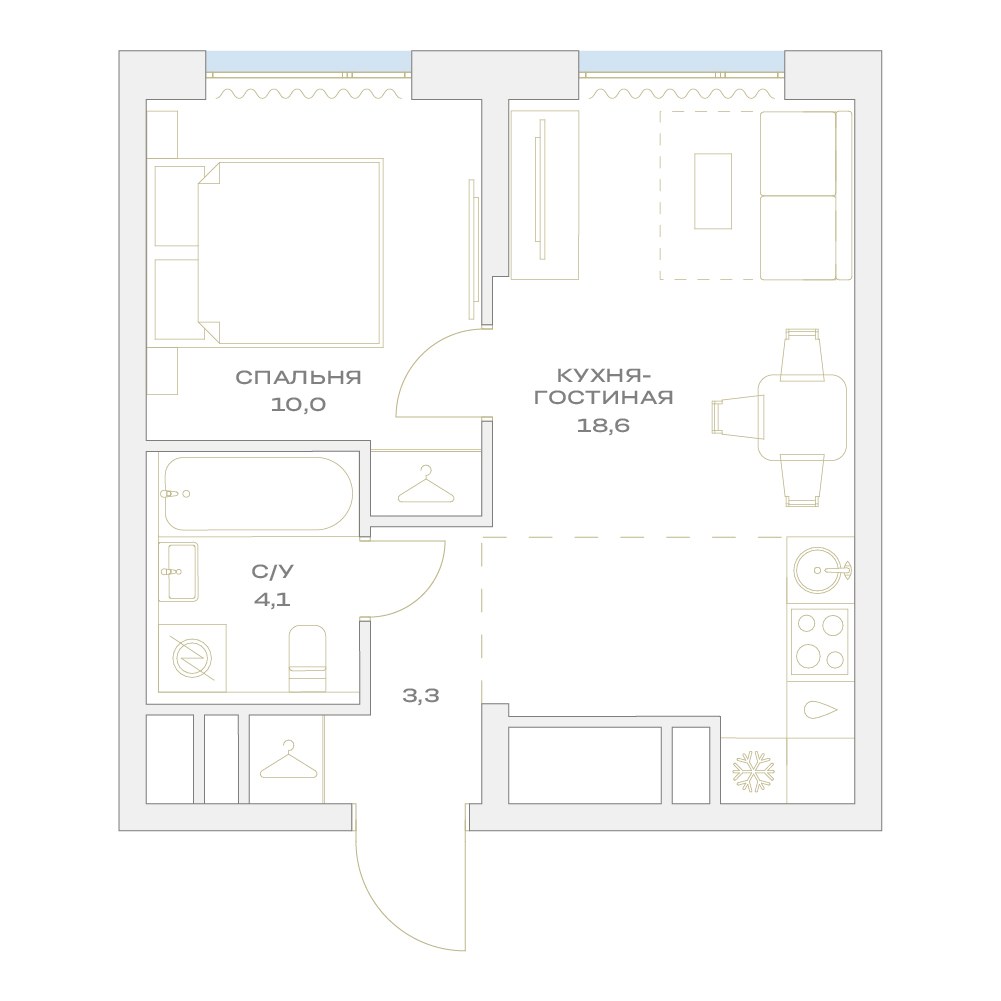 Планировка 36.0 м²
