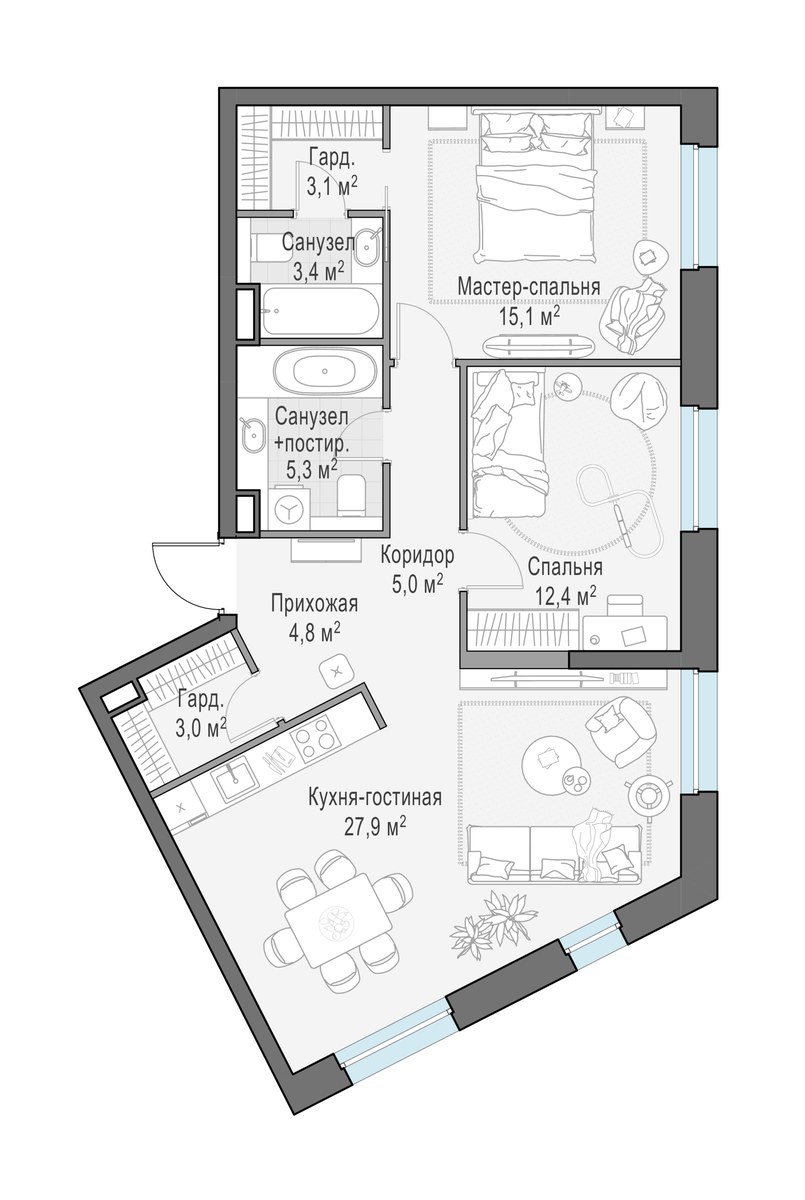 Планировка 79.7 м²