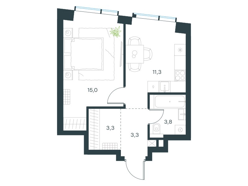 Планировка 36.7 м²