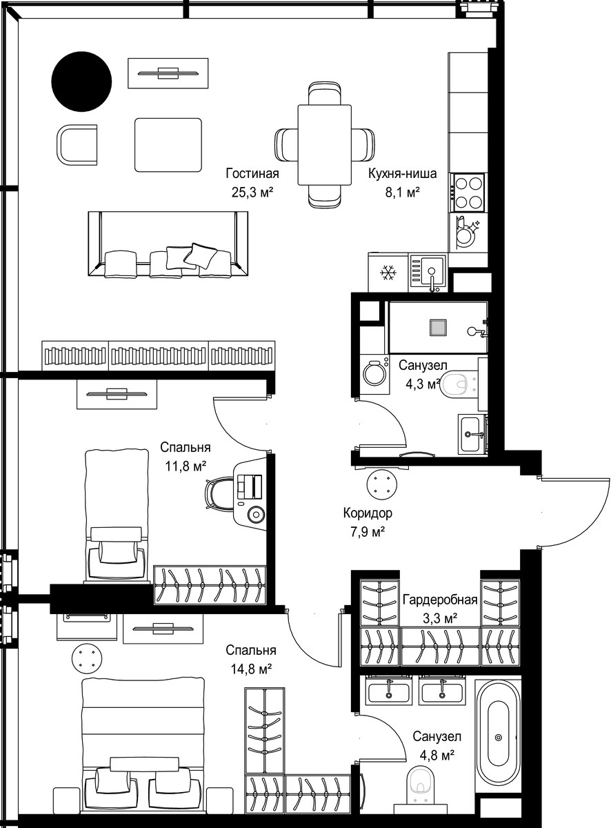Планировка 80.3 м²