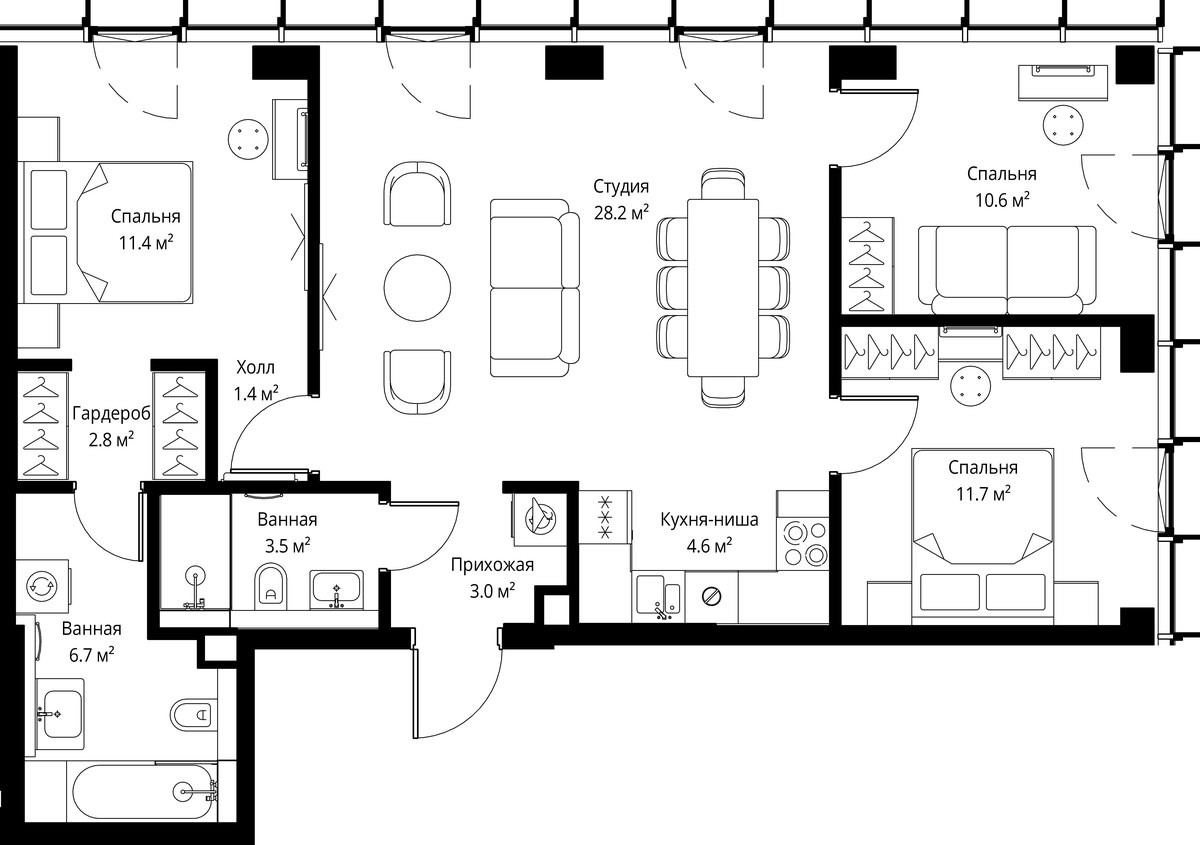 Планировка 83.9 м²