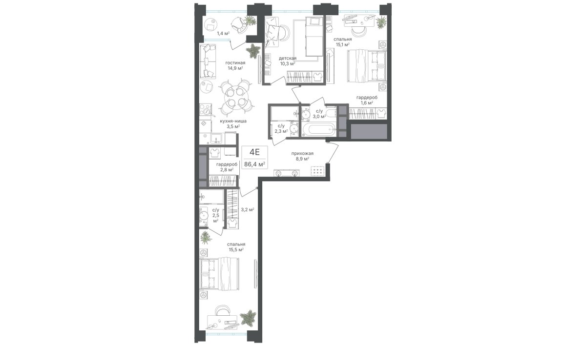 Планировка 85.0 м²