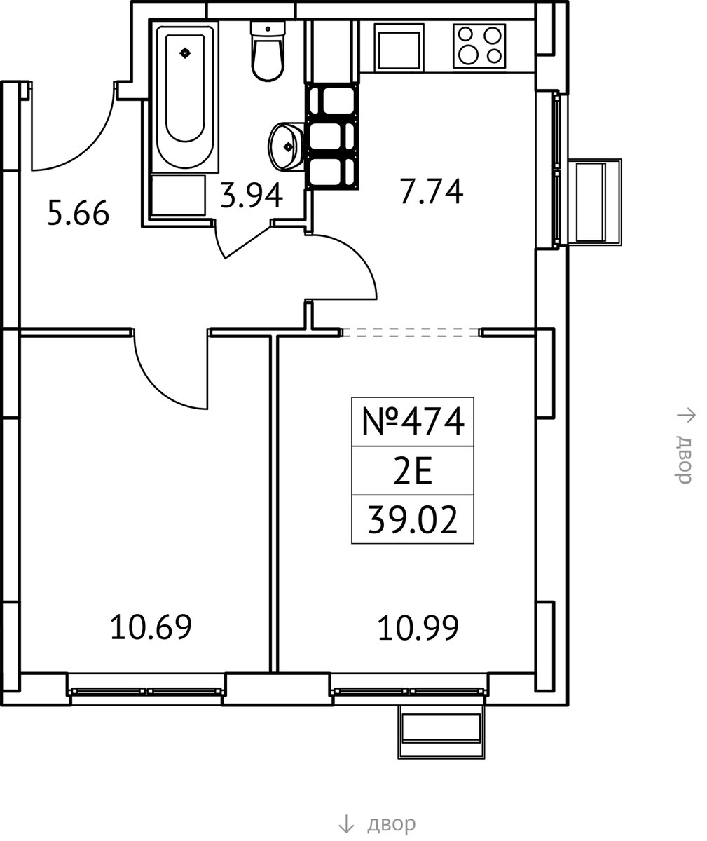 Планировка 39.02 м²