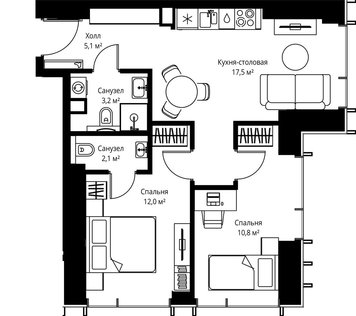Планировка 50.7 м²