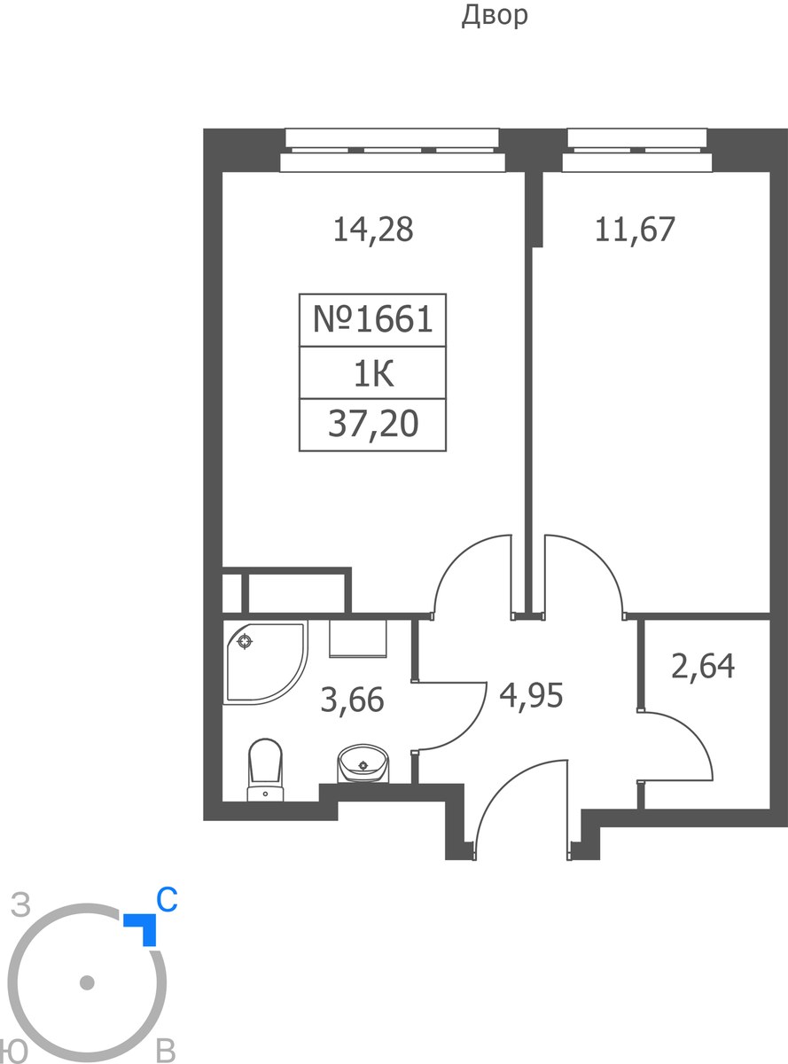 Планировка 37.2 м²