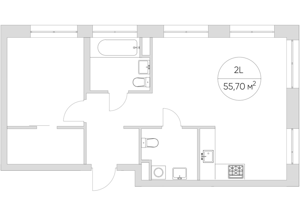 Планировка 55.7 м²