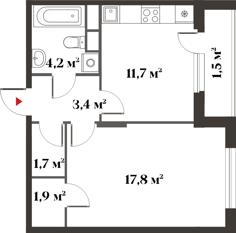 Планировка 41.0 м²