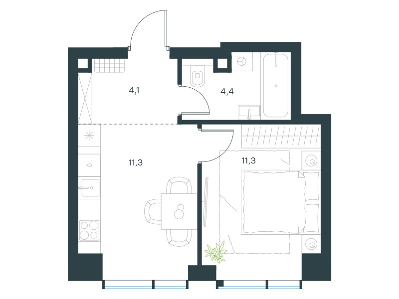 Планировка 31.1 м²