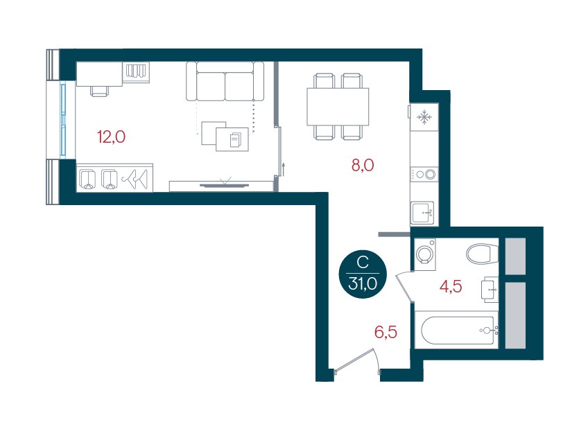 Планировка 31.0 м²