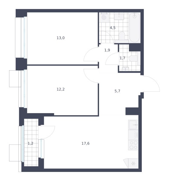 Планировка 57.8 м²