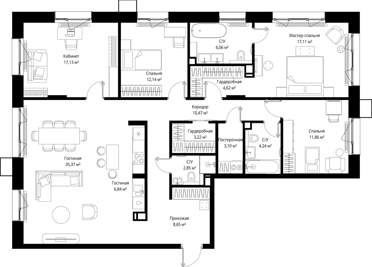 Планировка 143.66 м²