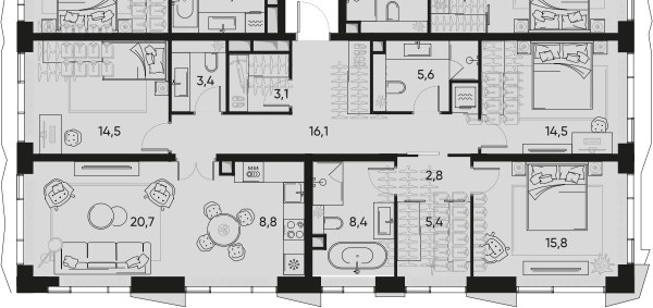 Планировка 119.8 м²