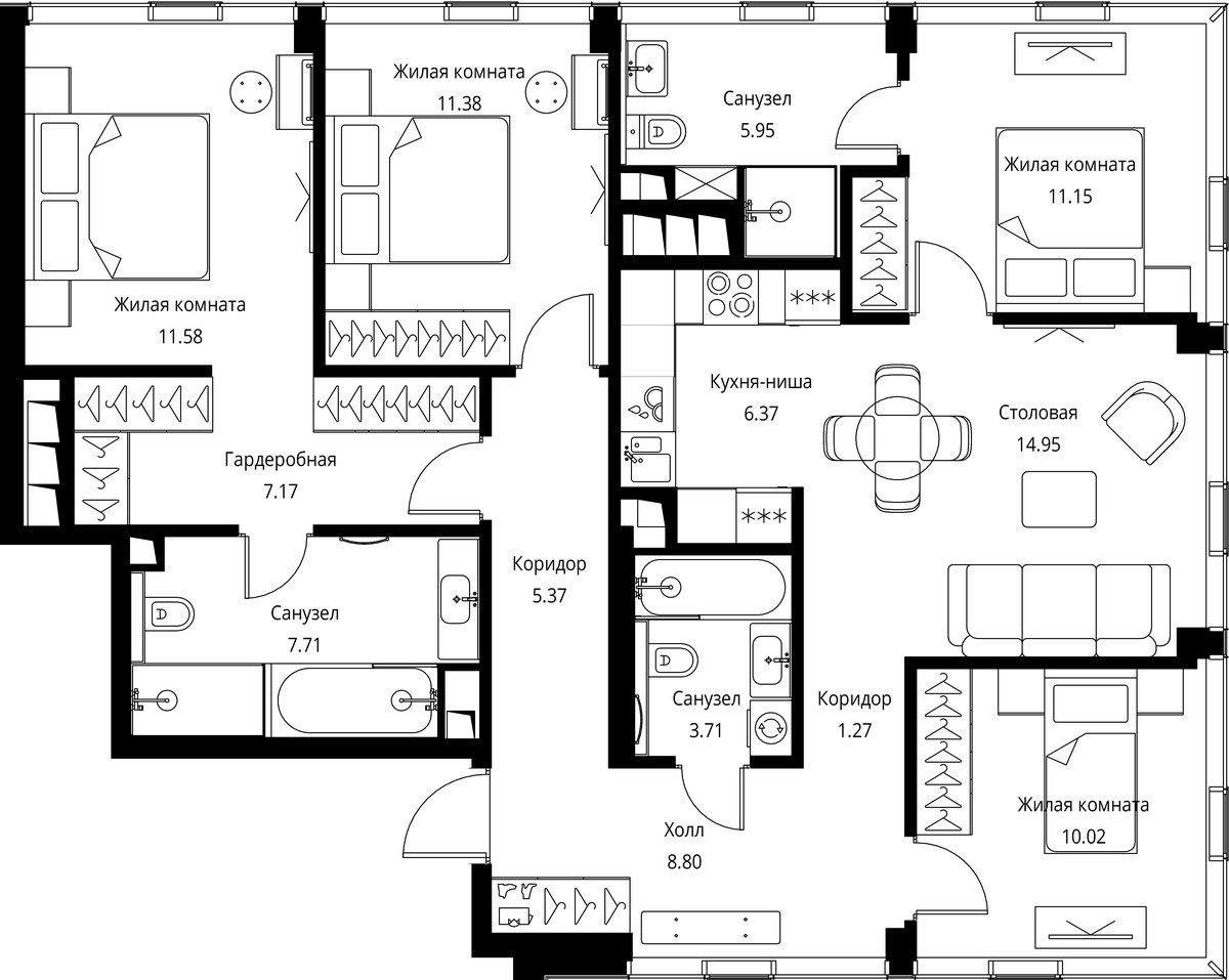 Планировка 105.42 м²