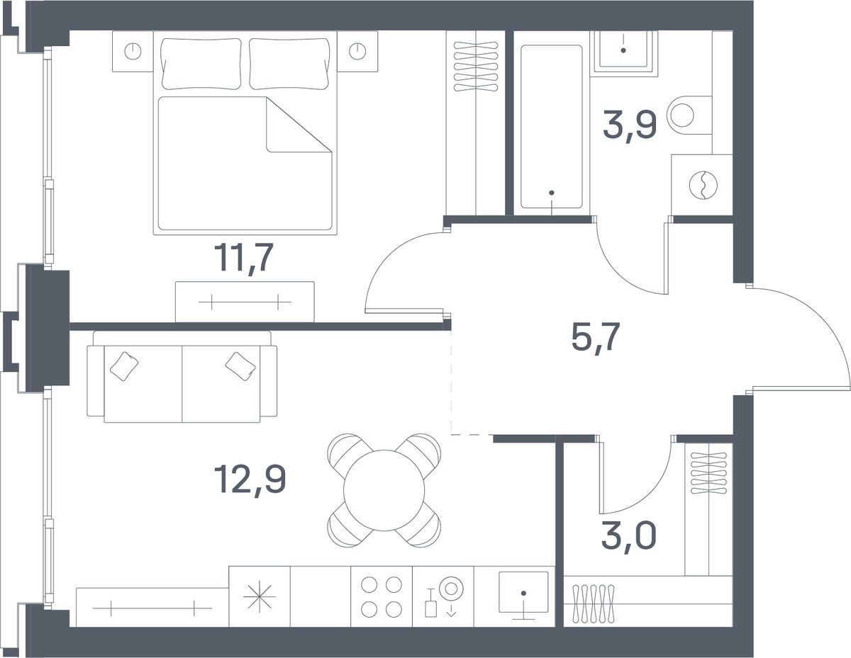 Планировка 37.2 м²