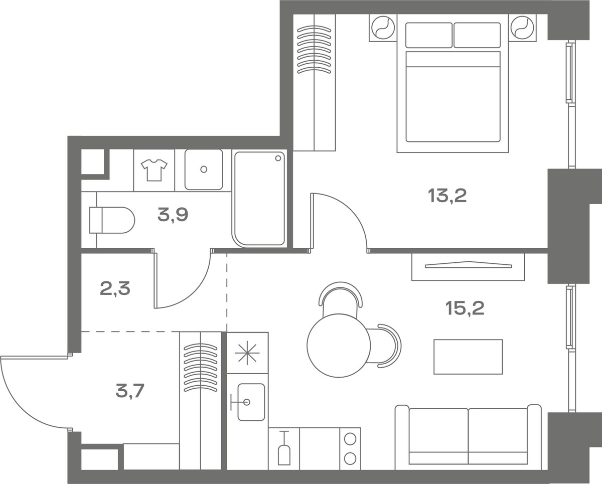 Планировка 38.3 м²