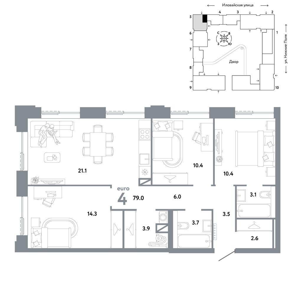 Планировка 79.0 м²