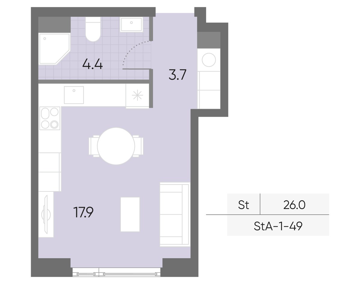 Планировка 26.0 м²