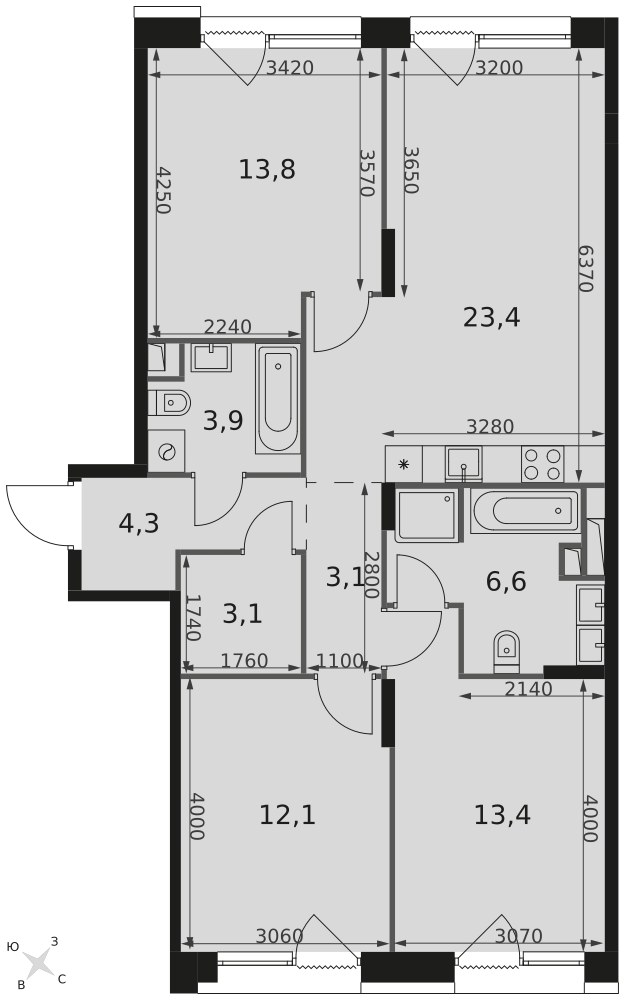 Планировка 84.3 м²