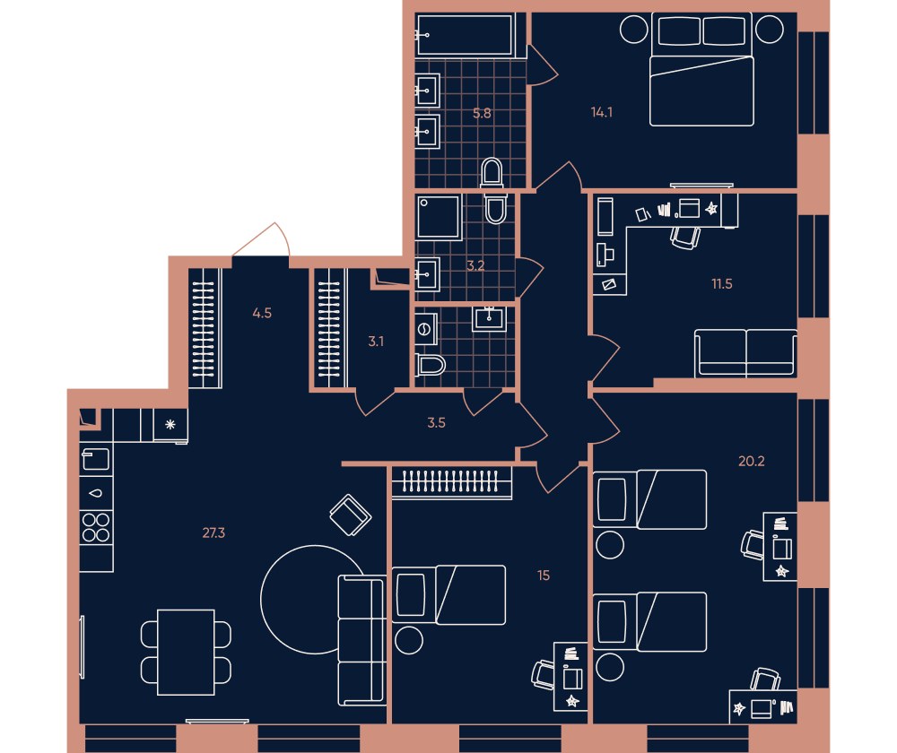 Планировка 119.4 м²