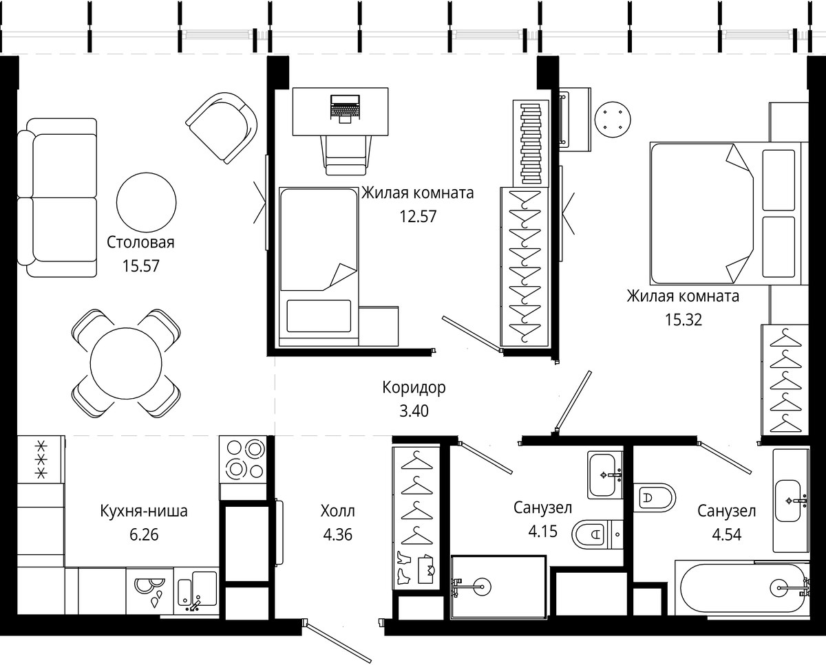 Планировка 66.2 м²