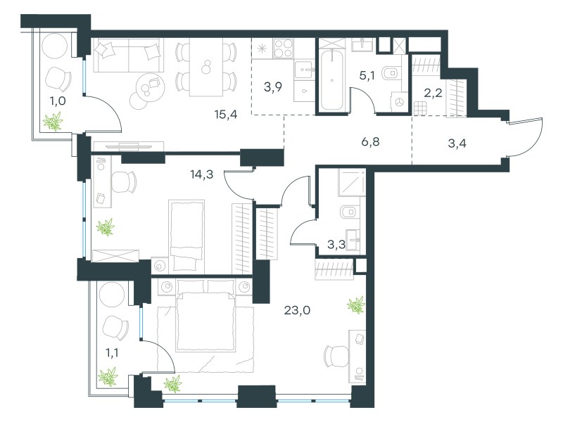 Планировка 79.5 м²