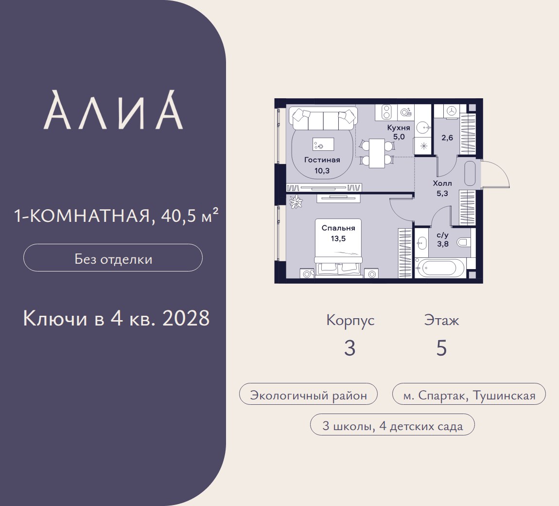Планировка 40.5 м²