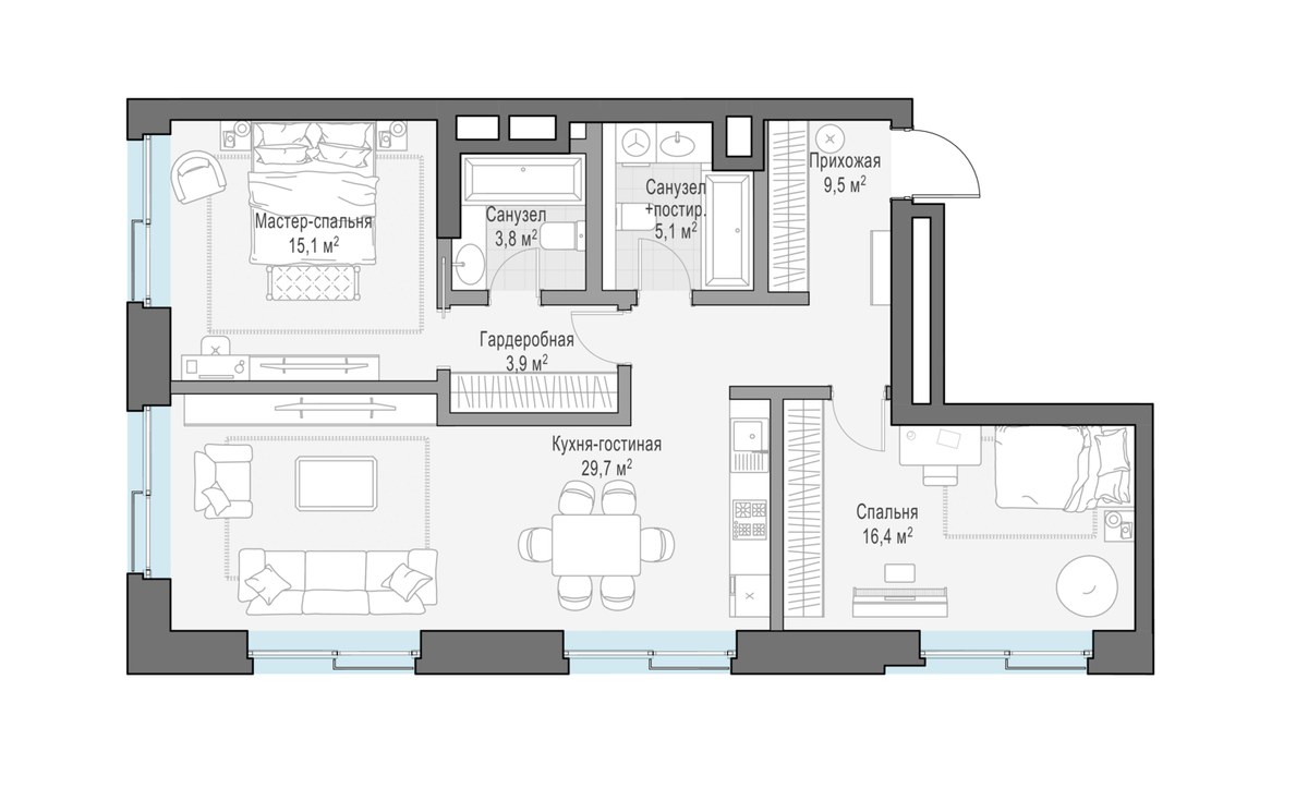 Планировка 88.3 м²