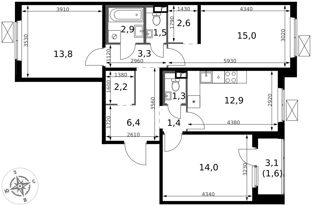 Планировка 78.9 м²