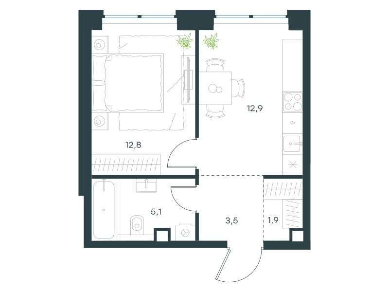 Планировка 36.2 м²