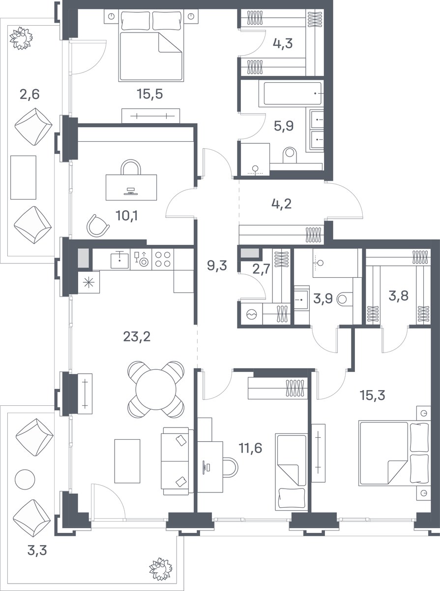 Планировка 115.7 м²
