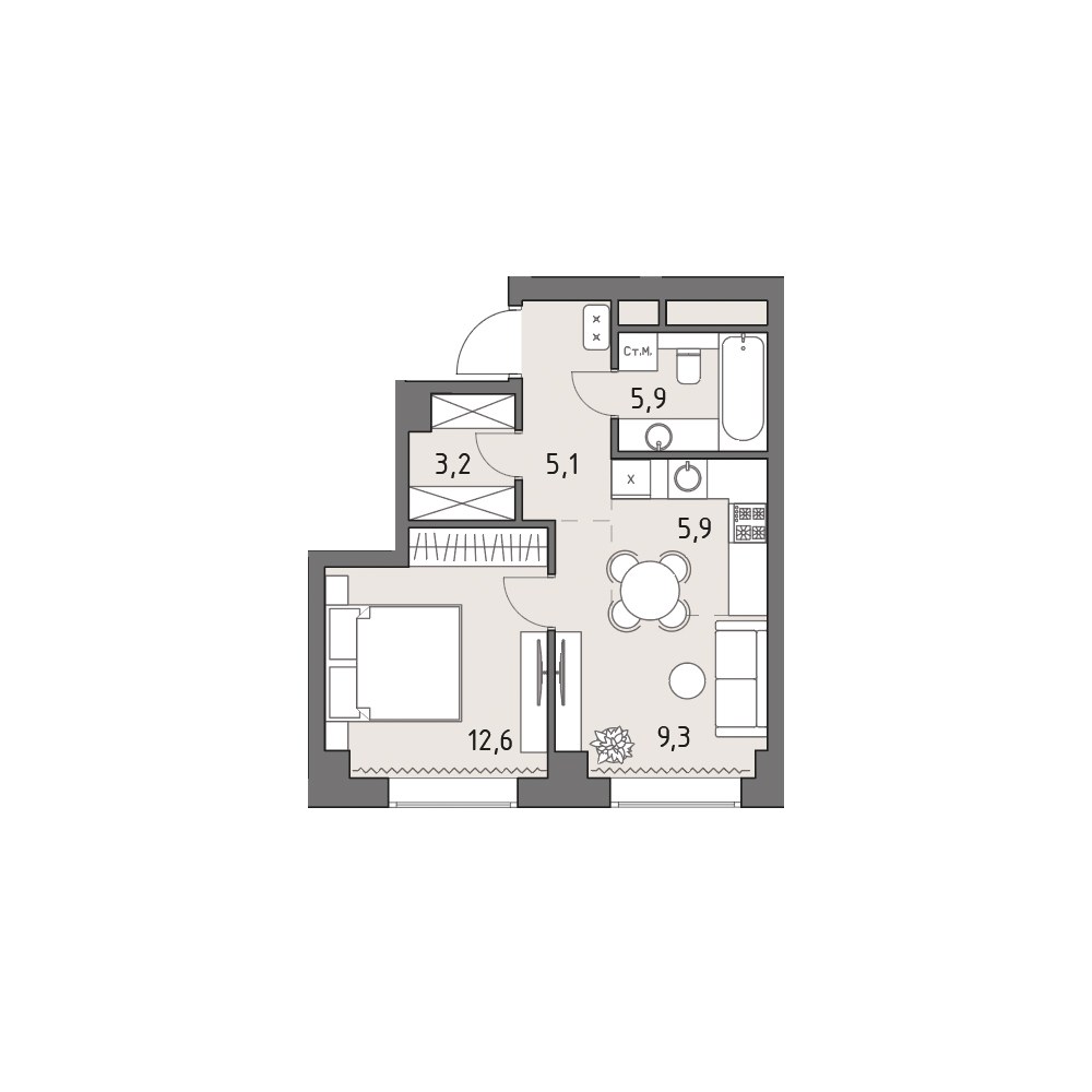 Планировка 42.0 м²