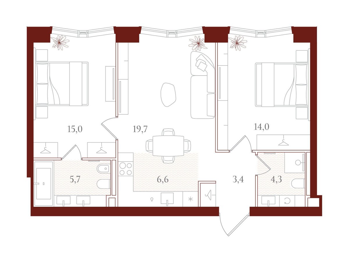 Планировка 68.7 м²