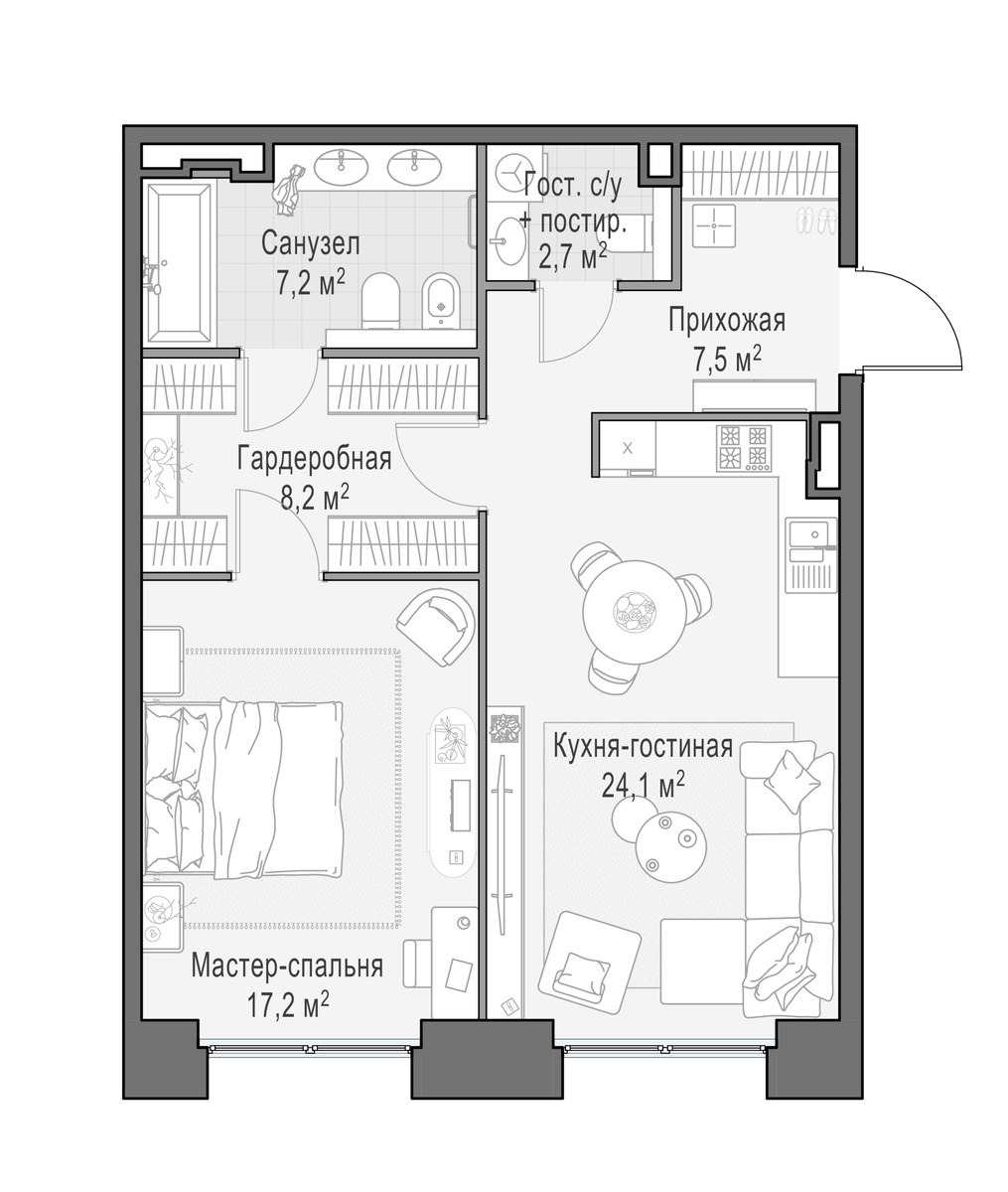 Планировка 67.1 м²