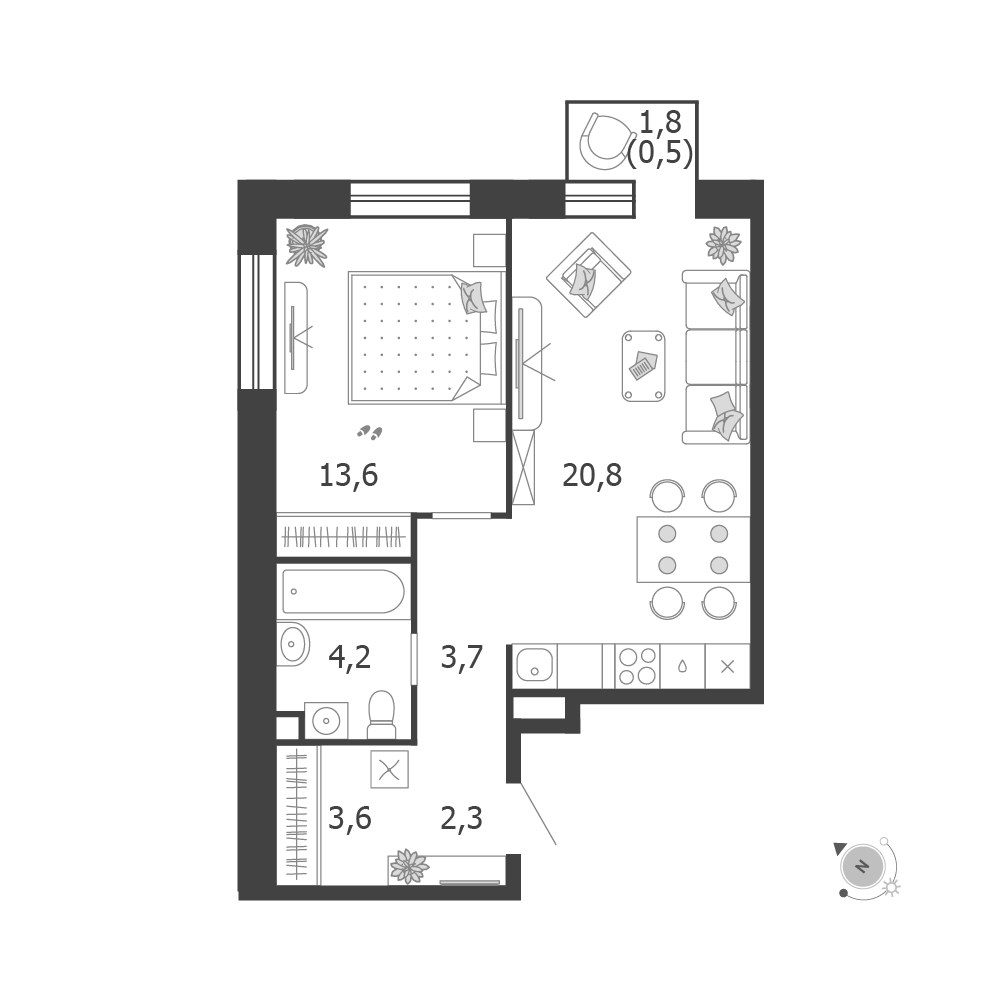 Планировка 48.7 м²