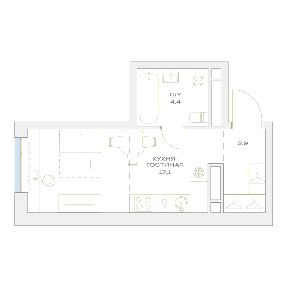 Планировка 25.4 м²