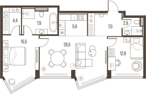 Планировка 82.4 м²