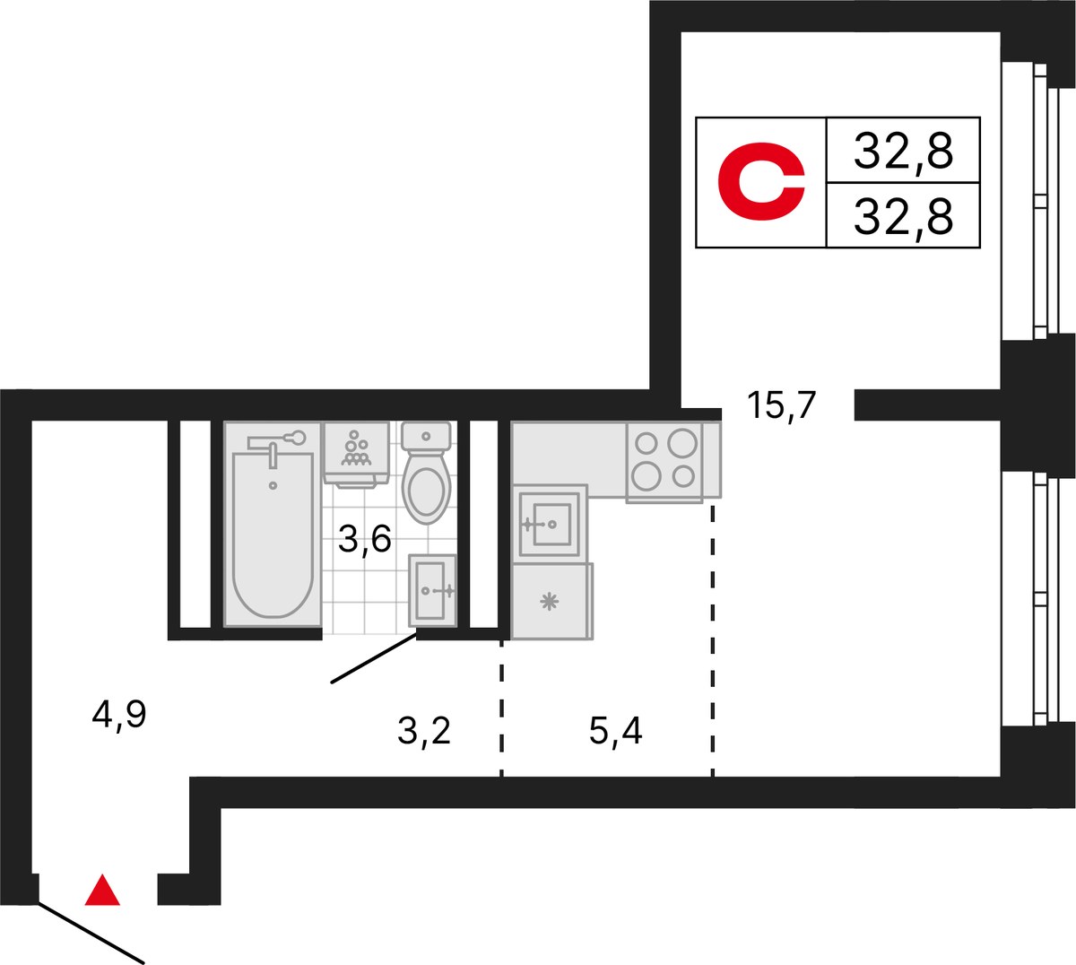 Планировка 32.8 м²