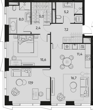 Планировка 90.1 м²