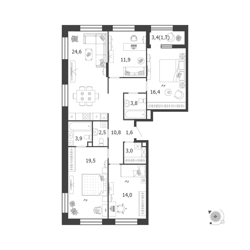 Планировка 113.7 м²